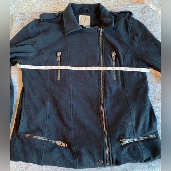 NEW w/TAGS CHASER Women's Asymmetric Zip Jersey Knit Black Moto Jacket Size Med. - Picture 5 of 6